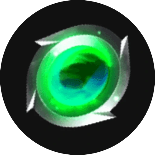 Símbolo circular verde brilhante com efeito de energia giratória do casino Herospin